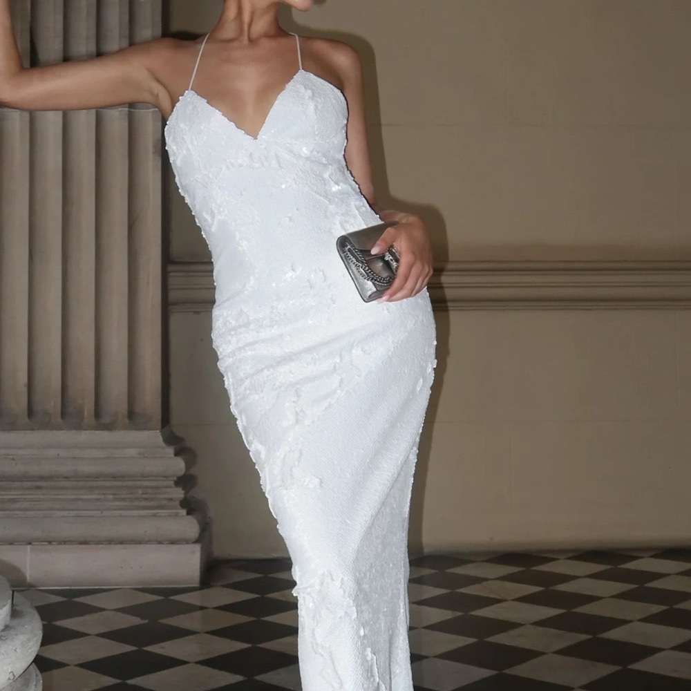 Meshki Sequin Maxi Dress White